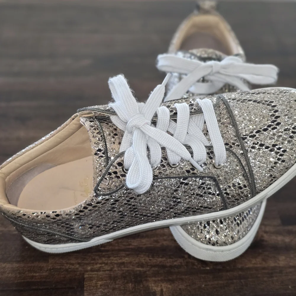 Christian Louboutin Snake Print Sneakers - Brown and White - Picture 2 of 6